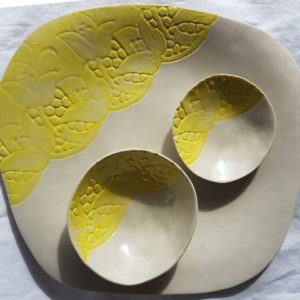 Yellow Lily ChPlate & bowls